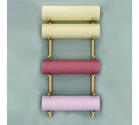 Scumlovy Yoga Mat Holder Wall Mount Metal Rack, Home Gym Office School Storage Bin, 6 Tiers Organizer for Foam Rollers, Skateboard(Gold)