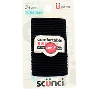 Scunci No-Damage Small Elastics, Black | 34-Count per pack | (1-Pack)