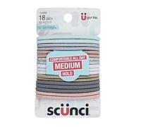 Scunci No-Damage Elastic Stretch Nylon Hairbands in Pastel Colors, 18-Pieces