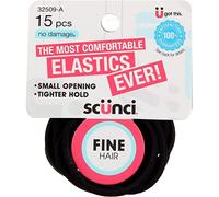 SCUNCI - No Damage Fine Hair Elastics Black - 15 Count