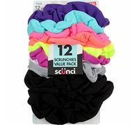 Scunci Value Pack Cotton Elastics Hair Bands Large Scrunchies Hair Accessories for Women or Girls, 12 Counts