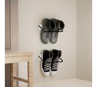 SCUNDA 2-Pack Wall Mounted Shoe Rack, Wooden & Metal Foldable Shoe Rack - Space Saving Wall Shoe Holder for Entryway, RV, Camper, Closet, Apartment, Fits Various Shoes-White