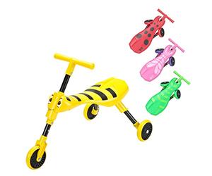 Scuttlebug 3-Wheel Foldable Ride-On Tricycle for 1+ Year Old, Bumblebee Trike, Antennae Handlebar, Develop Toddler’s Balance and Motor Skills, No Surface Scratches, Yellow, Black, W33cm xD60cm xH43cm