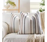 SCVBLJS Cushion Covers 45x45cm Coffee color squaer stripes Cushion case Decorative Sofa Throw Pillow Cover Home Office Decoration soft cushions 18x18Inch set of 2