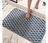 SCVBLJS Grey Bath Mat 50 x 80 cm Soft Bathroom Rug, Non-Slip Bathroom mat grey with PVC Point Flannel Backing, Bath Mat Grey
