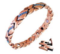 SCVIYRUN - Magnetic Copper Bracelets for Women - 99.99% Pure Copper Effective Magnetic Bracelets and easy 2 links for Mother, One Size, Copper, crystals