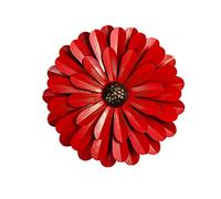 Scwhousi Large Red Metal Flower Wall Decor, 12" Flower Art Wall Hanging for Home Bedroom Garden Indoor Outdoor