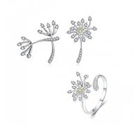 SCWZZWSY blooming dandelion love flower clear cubic zircon jewelry sets women jewelry