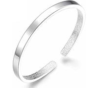 SCWZZWSY Cuff Bangle Chain,AdjustableSterling Silver Bangle Bracelet, Ladies 925 Sterling Silver Bracelet Minimalist Adjustable Open Cuff Bangle