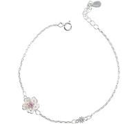 SCWZZWSY Cuff Bangle Chain, Proper Silver Bracelet, Women's 925 Sterling Silver Bracelet, Adjustable Cherry Blossom Bracelet, Women's Silver Arm Bangle