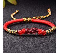 SCWZZWSY Feng Shui Lucky Pixiu/Piyao Bracelet Natural Cinnabar Braid Bracelet Crystal Lucky Charms Attract Good Luck Money Love Bangle Jewelry Gift Cinnabar