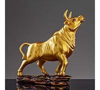 SCWZZWSY Lucky Wall Street Bull Art Statues,Resin Bull Figurine Art Decor,Wealth Bulls Statues,Sculptures Home and Office Ornament,Attract Good Luck,Bronze