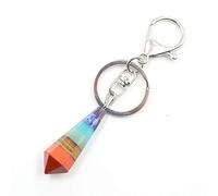 SCWZZWSY Natural Stone 7 Chakra Pendant Natural Dowsing Pendulum Necklaces Rainbow Layered Spiritual Amulet-E-3 No Chain