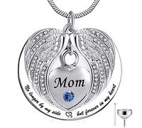 SCWZZWSY No Longer by My Side, but Forever in My Heart Stainless Steel Memorial Cremation Urn Pendants Necklace for Ashes -MOM