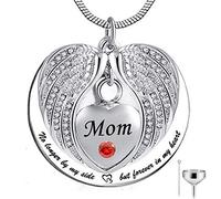 SCWZZWSY No Longer by My Side, but Forever in My Heart Stainless Steel Memorial Cremation Urn Pendants Necklace for Ashes -MOM