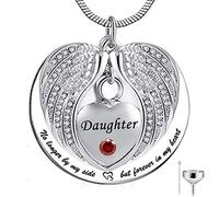 SCWZZWSY No Longer by My Side, but Forever in My Heart Stainless Steel Memorial Cremation Urn Pendants Necklace for Ashes -daughter