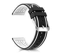 SCWZZWSY Silicone Watch Bands Divers Model Replacement Rubber Watch Strap 20mm 22mm 24mm 26mm Waterproof Line Bicolor Silver Buckle for Men and Women Sport