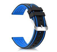 SCWZZWSY Silicone Watch Bands Divers Model Replacement Rubber Watch Strap 20mm 22mm 24mm 26mm Waterproof Line Bicolor Silver Buckle for Men and Women Sport