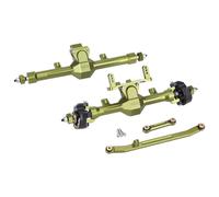 SCX24 CNC Aluminum & Brass Axle Set Front Rear Complete Axles, 52° Steering Angle CVD Steel Axles, +6mm Wide Track Upgrade Kit for SCX24 Deadbolt C10 JLU Gladiator Bronco RC Crawler (Green)