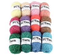 SCYarn for Scrubbies 12 Skeins Bonbons Yarn Assorted Colors 100% Polyester for Dishcloths Crochet and Knitting Project - Total 984 Yards Craft Kit (Pastel)