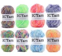 SCYarn for Scrubbies 8 Skeins Scrubbing Yarn Multi Colored 100% Polyester for Dish Scrubber Crochet and Knitting Project - Craft Kit (Print)