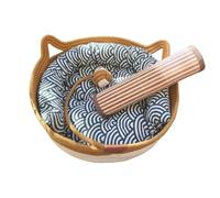 scyca Cotton Rope Woven Cat Bed,Hand Woven Cat Bed,Sofa Bed for Small Dogs with Toy Tail | Natural Cotton Linen Kitten Toilet Shaped Cushion