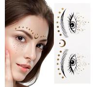 scyca Glitter Face Stickers, Gold Face Tattoo | Fashion Face Makeup Patches, Temporary Glitter Stickers - Makeup Stickers, Face Glitter Specks Patches