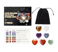 scyca It is Natural Heart Gemstones - Natural Heart Love Stones Set - Polished Stones for Meditation Jewelry Making with Grid Valentine's Day