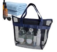 scyca Large Mesh Beach Bag with Zip, Multifunctional, Lightweight, Navy Blue, 32 x 26 x 12 cm