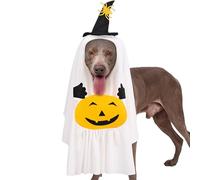 scyca Pet Ghost Costume | Witch Hat Pumpkin White Ghost Costume - Pets Outfits for Halloween Cosplay Gathering, Holiday Clothes for Dogs Cats