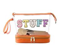 scyca Transparent Cosmetic Bags,Large Cosmetic Travel Bag,Transparent Multi-layer Makeup Organizer Bag | Waterproof Dumpling Bag, Toiletries Bag, brown, Consulte la descripción, See description