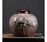 SCZMBLTLNV Cremation Urn Pet Dear Pet Memorials Fallen Leaves Mourning Bird Pattern Ceramics Pet Cremation Urn(1)