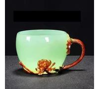 SCZMBLTLNV Teapots Jade Tea Cup High Grade Enamel Color White Porcelain Teacup Coloured Glaze with Handle Master Kung Fu Set Porcelain Tea Set Portable Tea Set(J)