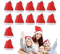SCZND 12pcs Santa Hats for Adults, Red Santa Hat Christmas Hats for Kids Xmas Hat Fun Festive Headwear for Office Christmas Party, Classic Santa Claus Costume Photo Props