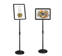 SCZS Heavy Duty Floor Sign Stand Adjustable Pedestal Sign Holder Stand, Poster Stand Aluminum Snap Open Frame for 8.5X11 Inches with Heavy Round Base, Both Vertical and Horizontal Sign Displayed