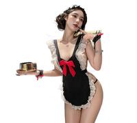 SCZSNYRX Sexy lingerie, sexy lace seductive maid outfit, no need to take off, pure desire, bow-knot passion maid uniform