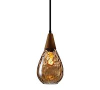 SCZWP8 Hammered Glass Pendant Light Fixture Wood Ceiling Hanging Lamp Modern Suspension Lights E27 Hanging Chandelier For Living Room Bedroom Hallway Restaurant Plug-in Chandelier