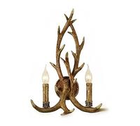 SCZWP8 Resin Antler Wall Sconce Deer Horn Wall Lamp With Glass Lampshade Vintage Rustic Retro Wall Sconce Lighting Suitable For Bedroom Living Room Kitchen Dining Room