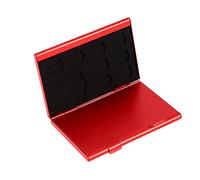 SD Card Holder, Aluminum Metal Card Case, Double Layer 12 Slots Portable Holder Case for SD Card or TF Card Memory Card Holder (Red)