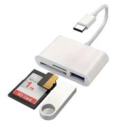 SD Card Reader 4 in 1 for iPhone/iPad, Adapter Dual Connector Lightning USB C to SD/TF/USB/Charging Port, Memory Card Reader for iPhone16 15/Pro Max/HUAWEI/Android Phones/Camera