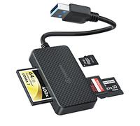 SD Card Reader 4-in-1Simutaneously - PHIXERO Memory Card Reader SD/CF/MS/Micro SD USB Adapter with 5Gbps Super Speed Compatible with Laptop, Computer and More USB A Devices