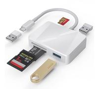 SD Card Reader, 5 in 1 USB-C & USB Dual Connectors Card Adapter with SD/MicroSD/MS/Dual USB-A 5 Slots Memroy Card Reader for iPhone 17/16/15 Pro Max iPad MacBook Pro/Air M4/M3 Android Phone/Tablet PC
