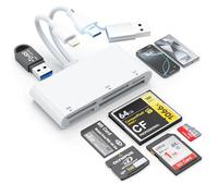 SD Card Reader 6-in-3 Memory Card Reader Type C/USB A/Lightnin to CF/XD/MS/Micro SD/SD USB3.0 5Gbps OTG Adapter with USB Port,Multi Memory Card Reader for iPad/Android/PC/Mac Support iOS/Windows/Linux