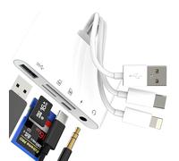 SD Card Reader for IPhone 16 15 14 13 Pro Max Adapter (5in1) Lightning USB Type C to OTG Hub Digital Camera Accessorie Memory Stick for Apple Transfer Cable for IPad Flash Drive Compatible for Samsung