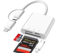 SD Card Reader for iPhone, 3 in 1 Lightning+USB C SD Card Reader, Memory Card Reader with SD/TF Slot+PD Port, for iPhone 15/14/iPad/MacBook Pro/Air/Samsung/Android Phone