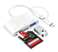 SD Card Reader for iPhone, 3 in 2 Lightning USBC to SD Card Reader Adapter | [Apple MFi Certified] Memory Card Reader with SD/TF/USB OTG Port Camera Card Viewer for iPhone/iPad/Mac/Android,Plug and Play