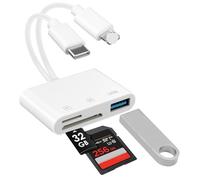 SD Card Reader for iPhone, 3-in-2 Micro SD Card Reader USB C Fast Transfer Photography Camera Memory Card with TF Card Slot USB-C to SD Card Reader for iPad Mac Android Samsung