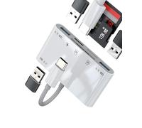 SD Card Reader for iPhone Adapter Hub USB (6in1) Digital Camera Memory Stick for iPad MacBook Compatible for Samsung Accessorie for Apple Type C Android Computer Flash Drive Converter Port