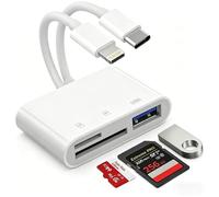 SD Card Reader for iPhone/Android/Camera, 3 in 2 Memory Card Reader with SD/Micro SD/USB3.0, Type C OTG Adapter, Camera Card Viewer USB C SD Card Reader to iPhone 17/16/15/14/13/Samsung,Plug & Play