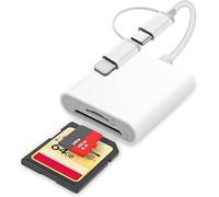 sd card reader for iPhone, Apple MFI Certified Lightning to SD Camera Adapter, 2-in-1 Memory Reader